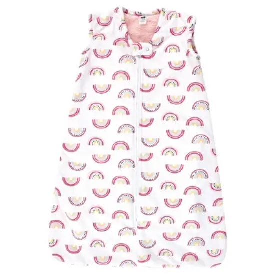 Hudson Baby Infant Girl Plush Faux Fur Sleeping Bag, Wearable Blanket, Modern Rainbow image {3}
