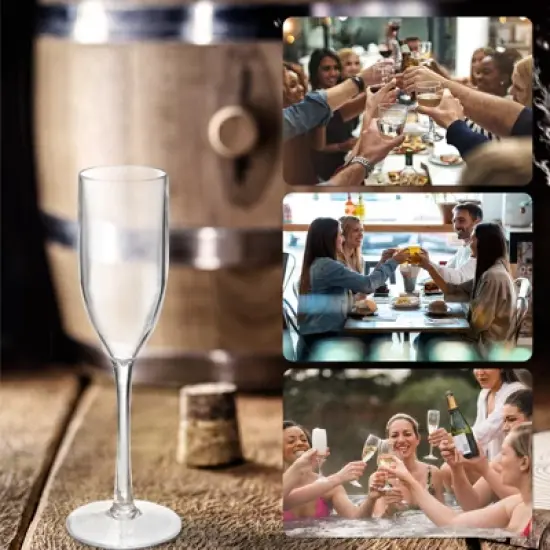 Unique Bargains Lightweight Elegant Champagne Flutes with Long Stem 2 Pcs image {5}