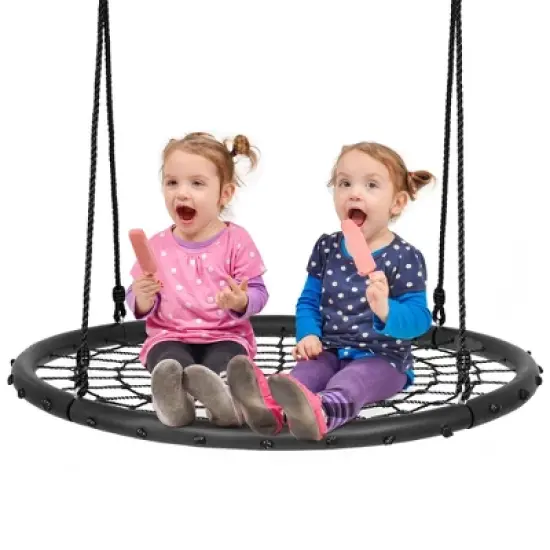 Costway 40'' Spider Web Tree Swing Set w/ Adjustable Hanging Ropes Kids Play Set BlueGreenOrange image {13}
