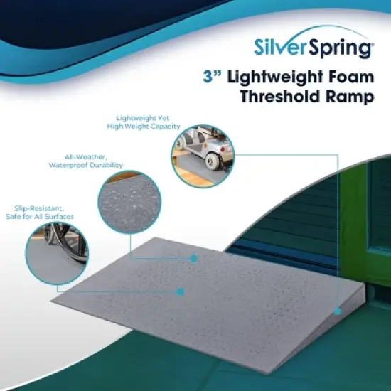 VersaRamp 3" Rise Lightweight Foam Threshold Ramp, Portable Access for Wheelchairs and Mobility Scooters at Doors, Curbs and Steps, 800 Lb Capacity image {1}