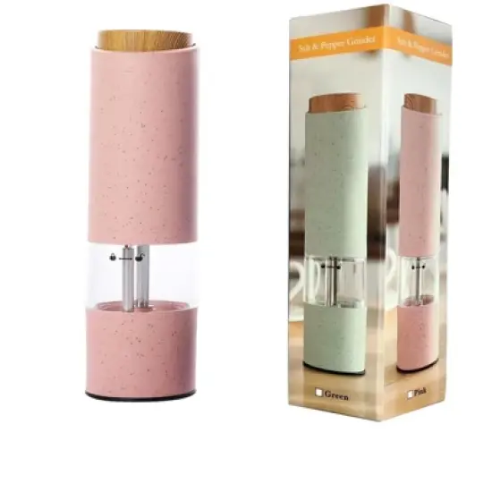 2pcs Electric Salt and Pepper Grinder Set, Automatic Shakers Mill  Powered One Hand Operation Salt Pepper Mill for Kitchen Gadgets Pink image {1}