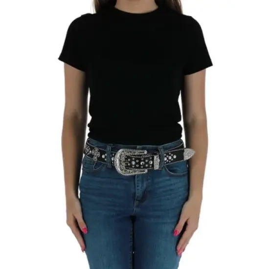 CTM Women's Cross Concho Western Rhinestone Belt image {2}