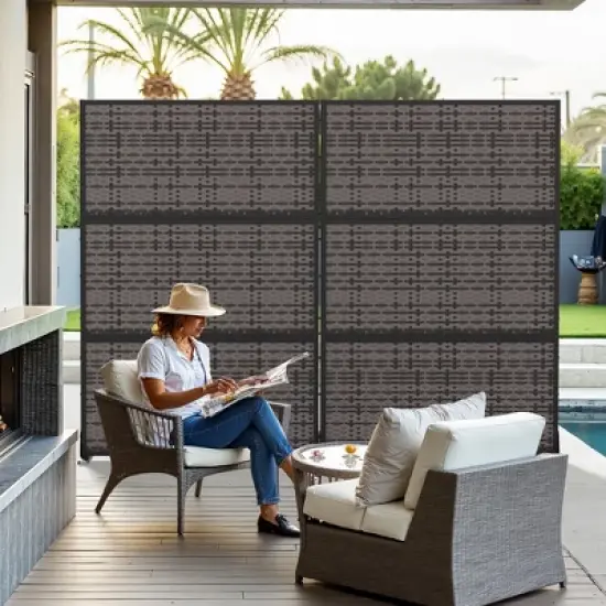 Wooakway Black Arbors and Trellises Room Divider Privacy Screen 72"H x 47"W Woven Metal Panel for Garden Patio image {2}