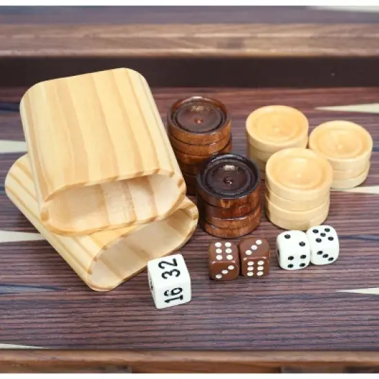 WE Games Travel Wood Inlaid Backgammon Board Game Set - 19 in. image {2}