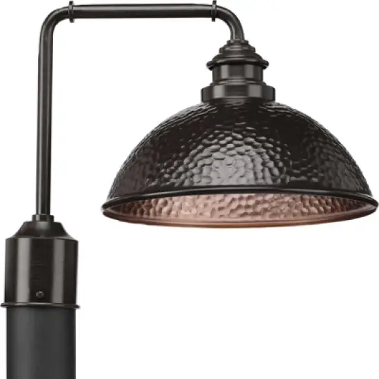 Progress Lighting Englewood 1-Light Outdoor Post Lantern, Steel, Black, Antique Bronze Hammered Shade image {2}