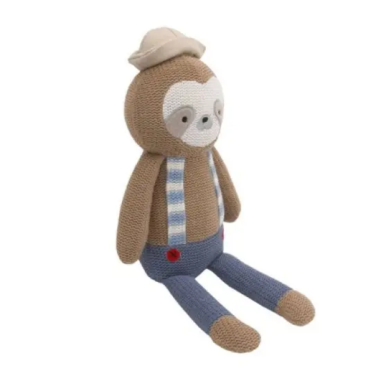 Cuddle Me Scottie The Sloth - Gray and Blue Knit Plush Stuffed Animal image {1}