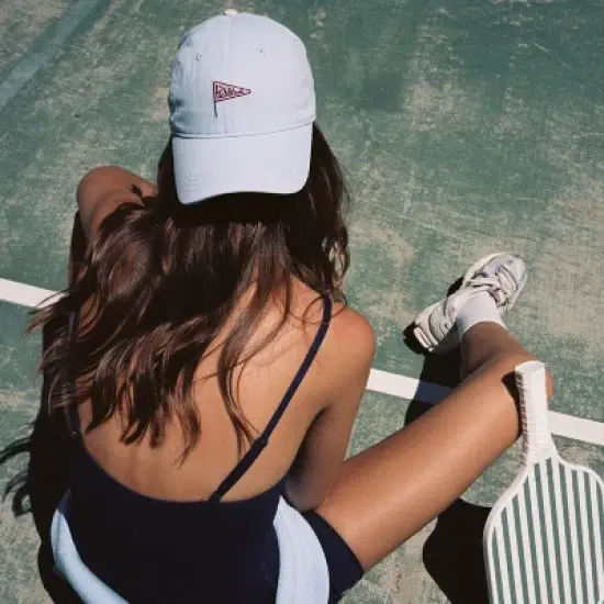 Pickleball Flag Hat - Frasier Sterling Blue/Pink: Adjustable Cotton Sports Cap image {2}