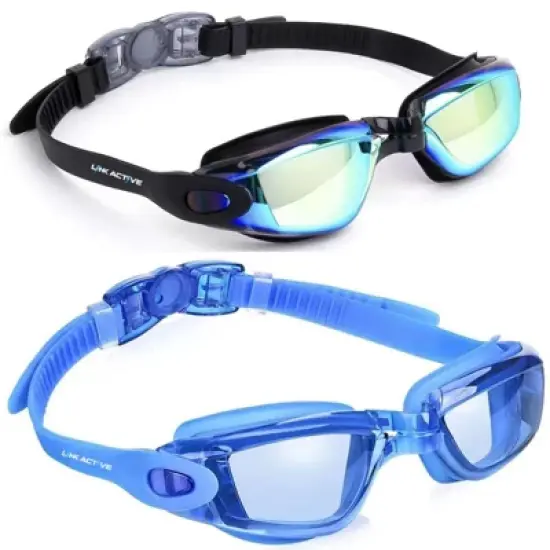 Link Active Kids Swim Goggle With Fast Clasp Technology UV Protection Leak & Fog Proof Wide View Boys & Girls Ages 3-9  2 Pack image {11}
