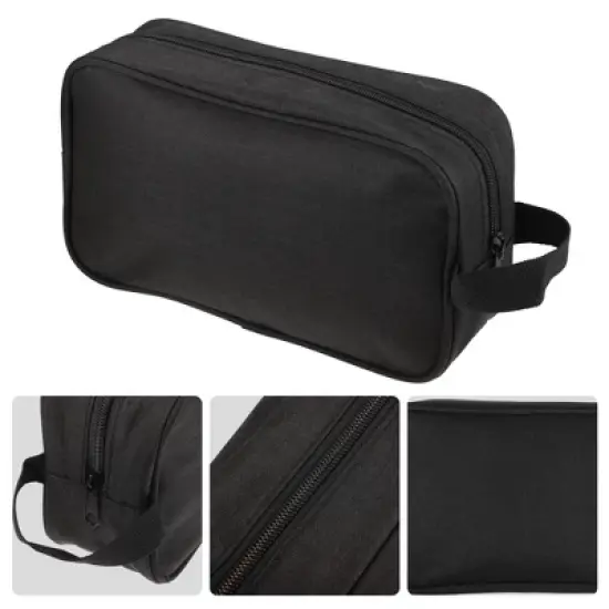Unique Bargains Portable Oxford Cloth Travel Makeup Organizer Bag Black 1 Pc image {2}