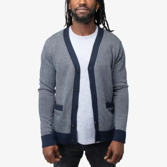 X RAY Men's Herringbone Cardigan Sweater image {3}