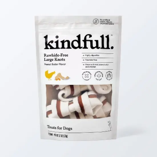 Rawhide-Free Knots with Peanut Butter Strip and Chicken Medium/Large Dog Treat - 9.7oz/5ct - Kindfull&trade; image {3}