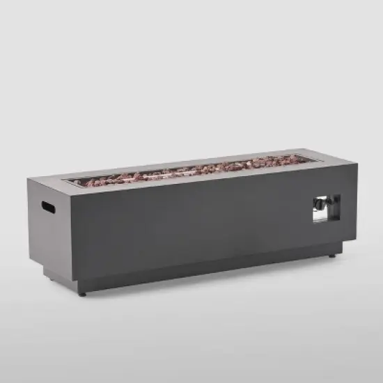 5pc Wicker Chat Set with Fire Table - Gray/Light Gray/Dark Gray - Christopher Knight Home image {5}