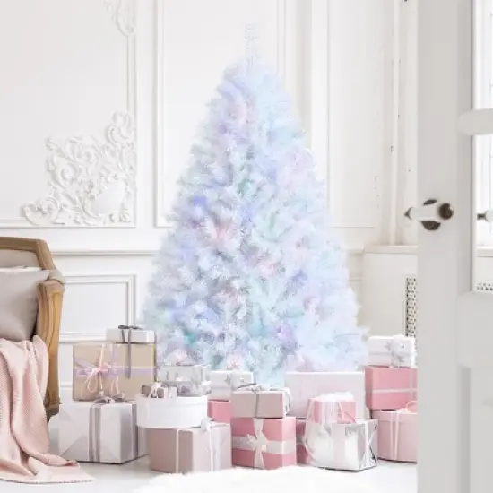 Costway 6ft White Iridescent Tinsel Artificial Christmas Tree w/ 792 Branch Tips image {2}
