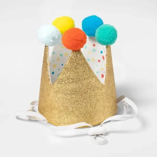 Birthday Crown Dog Hat - Gold - 6" - Boots & Barkley&trade; image {1}