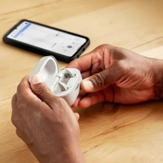 Lexie B2 Plus OTC Hearing Aids Powered by Bose - Rechargeable, Streaming, Self-fitting OTC Hearing Aids for Adults and Seniors (Light Gray) image {5}