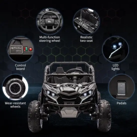 Kids Off-Road Electric Vehicle, 24V 2-Seater 4WD Kids UTV with Remote Control, LED Lights, Shock Absorber, Music Player image {3}