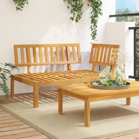 vidaXL Patio Pallet Corner Sofa Bench - Outdoor Garden Furniture - Solid Wood Acacia 52.4"x36.2"x27.2" - Brown image {1}