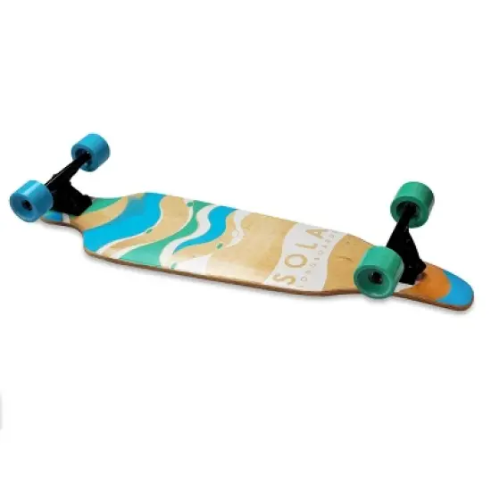 Sola Sports 38.75" Bamboo Premium Graphic Design Complete Longboard Skateboard - Wave image {3}