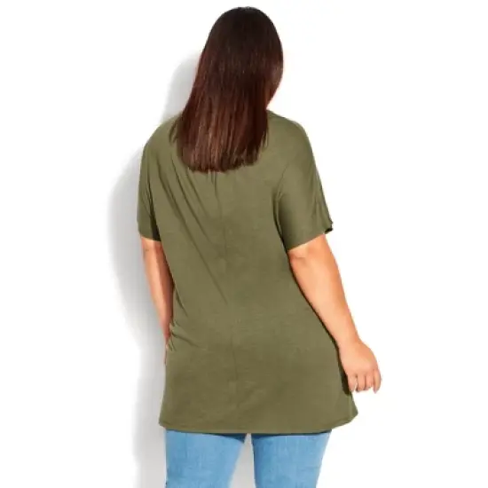 Women's Plus Size  Pocket Pleat Tunic - olive | AVENUE image {1}