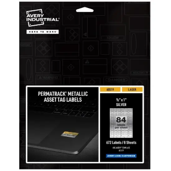 Avery PermaTrack Metallic Asset Tag Labels, 1/2" x 1", 672 Asset Tags (60519) image {9}