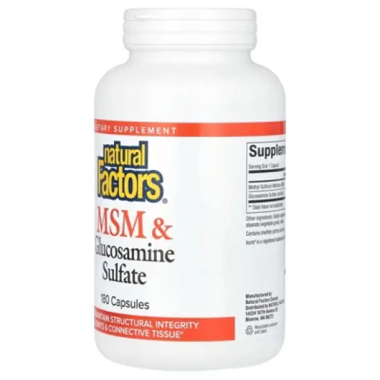 Natural Factors MSM & Glucosamine Sulfate, 180 Capsules image {2}
