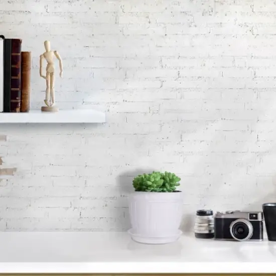 Unique Bargains Plastic Balcony Garden Office Hotel Barrel Shape Plant Flower Pot Holder with Tray image {2}