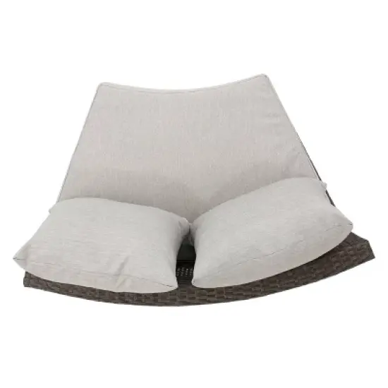 Christopher Knight Home 2pc Newton Wicker Outdoor Patio Curved Loveseat Sectional with Cushions Brown/Ceramic Gray image {10}