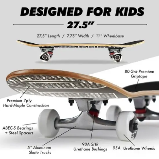 Magneto Skateboard | Maple Wood | ABEC 5 Bearings | Double Kick Concave Deck | For Beginners, Teens & Adults (Candy) image {3}