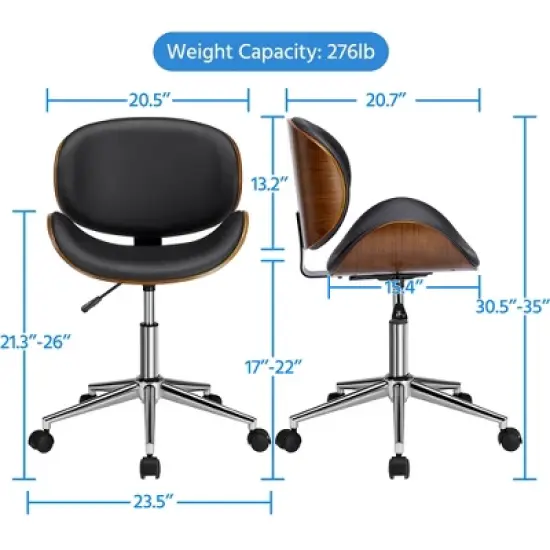 Yaheetech Home Office Chair Armless Adjustable Swivel Chair for Bar Meeting Room Hotel, Black image {2}