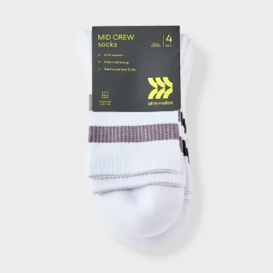 Women's Athletic Mix 4pk Midi Crew Socks - All In Motion&trade; White/Navy/Gray image {1}