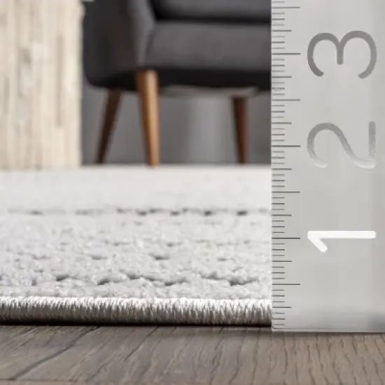 Nuloom Stacey Textured Modern Geometric Indoor and Outdoor Patio Area Rug Size 6' 7" x 9' in Color Gray image {2}