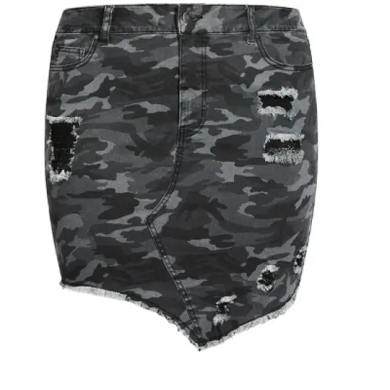 Women's Plus Size Tessa Ripped Skirt - black camo | SOCIETIE+ image {2}