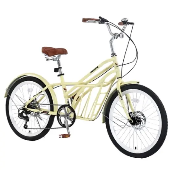 YONWAY 24 Inch Cruiser Bike, 6 Speeds Hybrid Bikes With Dual Disc Brake Suitable For Leisure Riding And Long-distance Commuting image {10}