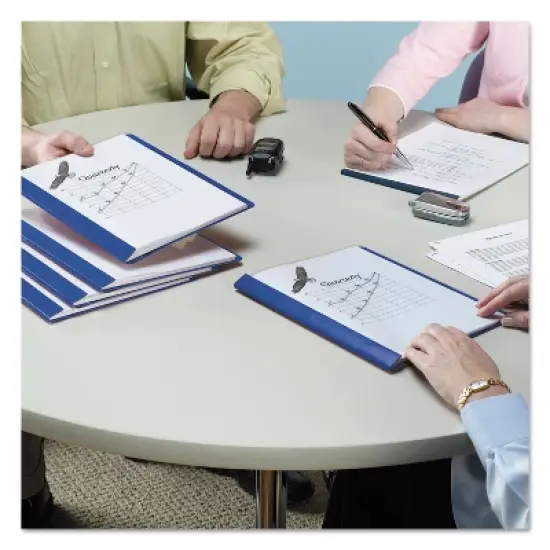 Smead Poly Report Cover Tang Clip Letter 1/2" Capacity Clear/Blue 25/Box 87452 image {4}