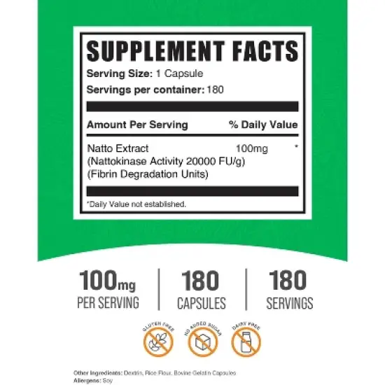 BulkSupplements Nattokinase 2000 FU Capsules image {1}