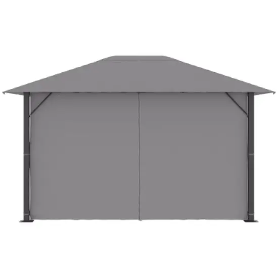 Outsunny 13' x 10' Patio Gazebo Outdoor Canopy Shelter with Sidewalls, Vented Roof, Aluminum Frame for Garden, Lawn, Backyard and Deck image {5}