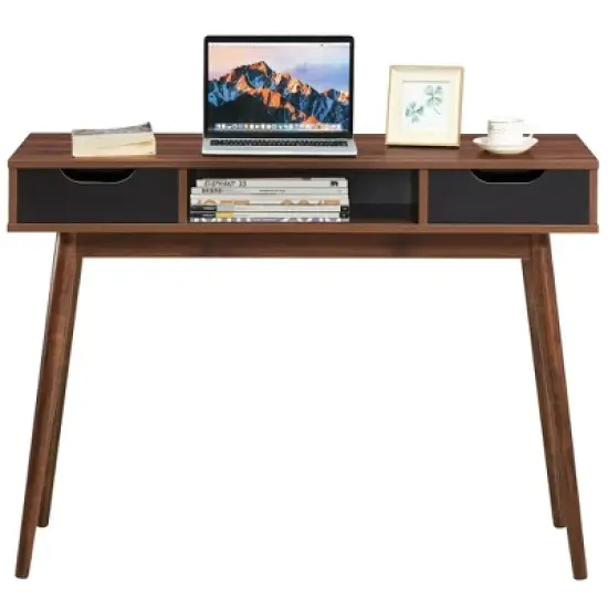 Costway Computer Desk Writing Table w/ Drawers Laptop PC Workstation Home Oak\Walnut image {9}