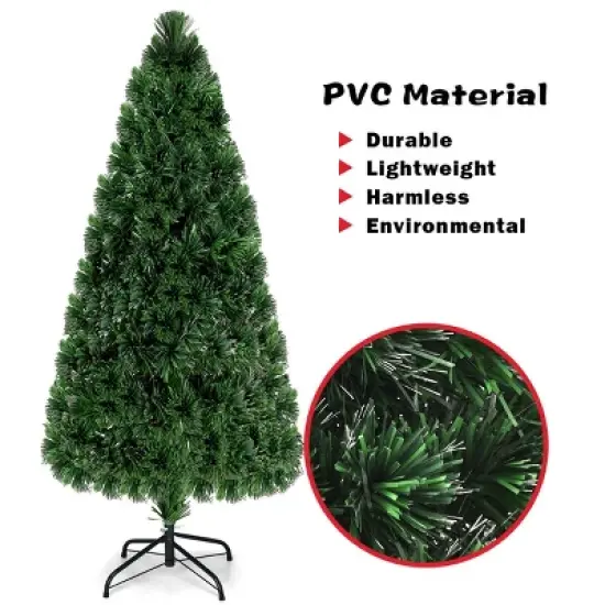 Costway Pre-Lit Fiber Optic Artificial PVC Christmas Tree 6Ft image {4}