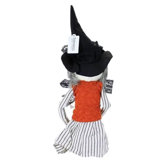 Halloween 23.0 Inch Skeleton Shelf Sitter. Halloween Figurine , Halloween Decor Stitched Mouth Black Hat (1PC) image {1}