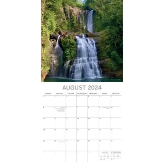 The Gifted Stationery 2024 Square Wall Calendar, Waterfalls, 16-Month Natural World Theme with 180 Reminder Stickers (12x12 In) image {2}
