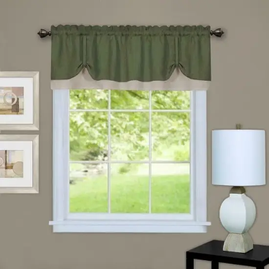 Kate Aurora Country Farmhouse Flax Linen Tie Up Window Valance image {5}