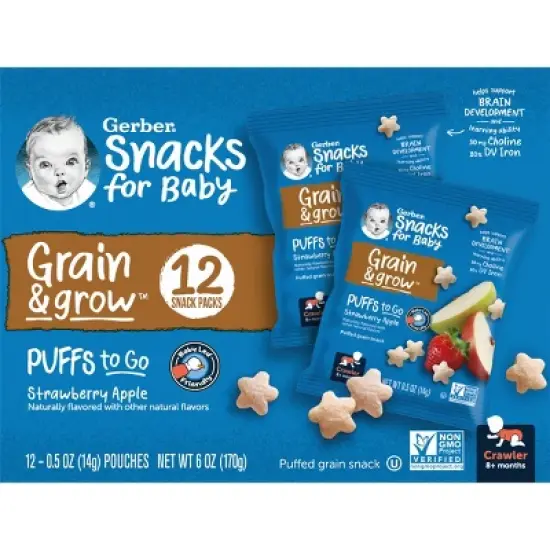 Gerber Puffs Strawberry Apple Baby Snacks - 12ct/0.5oz Each image {1}