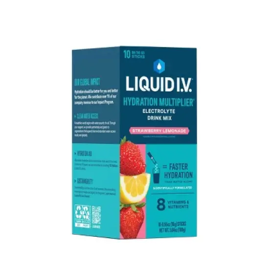 Liquid I.V. Hydration Multiplier Vegan Powder Electrolyte Supplements - Strawberry Lemonade - 0.56oz/10ct image {3}