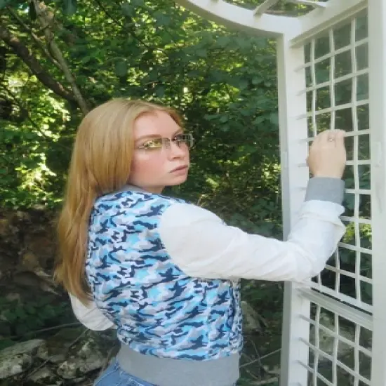 Members Only Women's  Camouflage Baseball Jacket with Nylon Sleeves image {3}