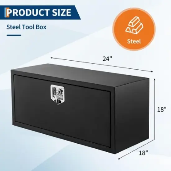 24" Metal Truck Tool Box, Heavy Duty Tool Chest Organizer With Lock and Keys, Truck Bed Toolbox for Pick Up, Trailer, Utility Tractor, Deck Box image {1}
