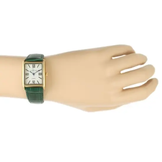 Peugeot Women's Tank Watch Roman Dial Green Strap image {2}