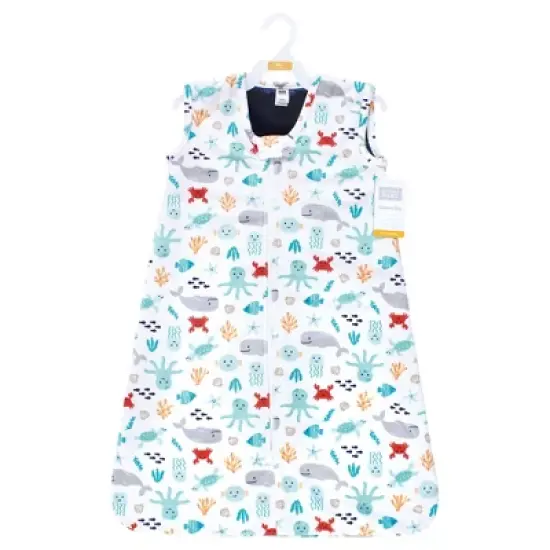 Hudson Baby Infant Boy Plush Faux Fur Sleeping Bag, Wearable Blanket, Sea Characters image {1}