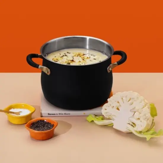 Meyer Accent Series 5qt Stainless Steel Induction Stockpot Matte Black image {3}