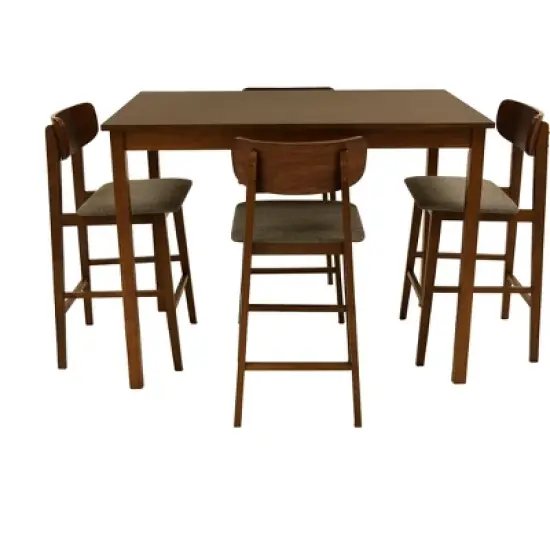 Zenvida Mid Century Counter Height Dining Table Set, Rectangle Solid Wood Table and 4 Chairs image {6}