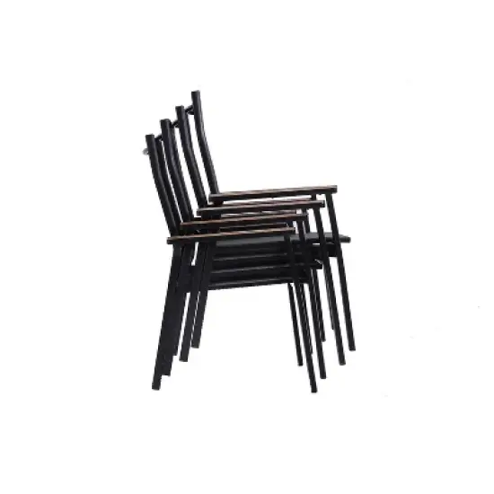 3pc Patio Dining Set with Small Round Steel Table & Sling Chairs - Captiva Designs image {4}